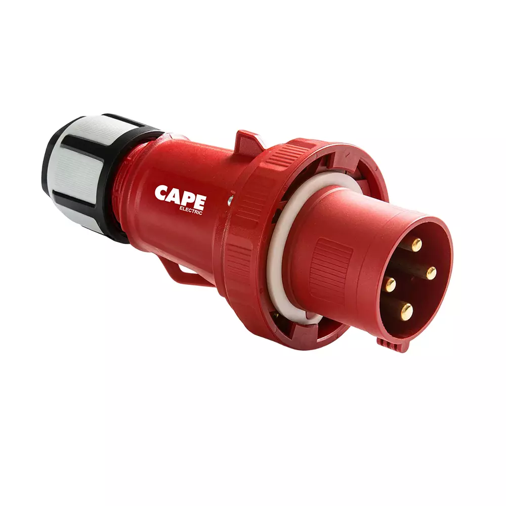 CAPE Electric Movable Plug Brass with Pilot Contact CEE Type IP67 3P+E Pole 63 A Current 380-415 V, 14304