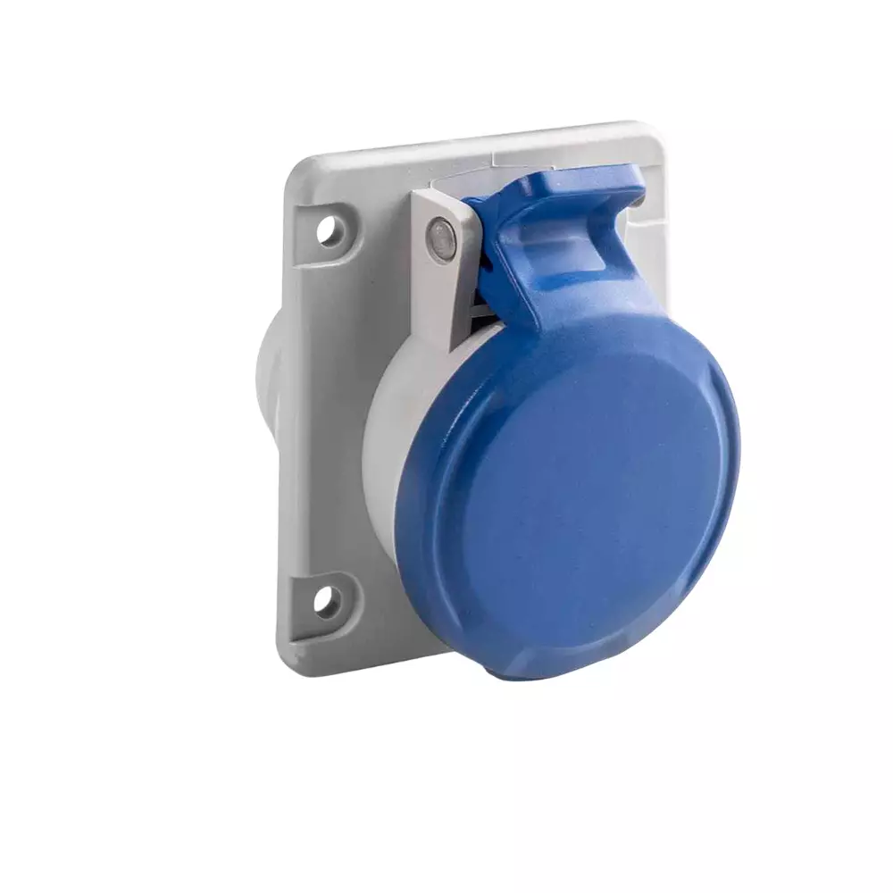 CAPE Electric Angled Socket Panel Mounted CEE Type IP44 2P+E Pole 32 A Current 200-250 V, 23233