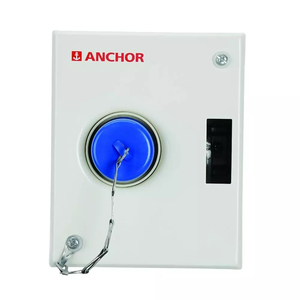 Anchor UNO E Metal Plug & Socket AC Box Without MCB Metal Single Pole & Neutral 20 A for Industrial Use, 36267