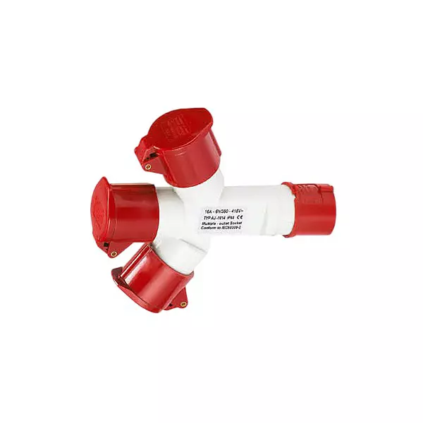ENERTECH Industrial Multiway Socket 32A Current Rating 3 Pin with IP44 Protection 3 Way, EN-1023