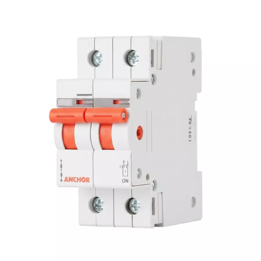 Anchor UNO E Isolator PVC Plastic Double Pole 125 A White for Industrial Use, 98096