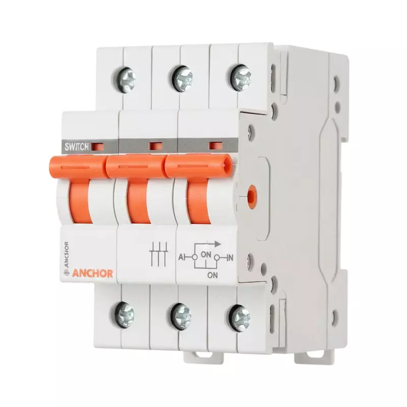 Anchor UNO E Isolator PVC Plastic Triple Pole 100 A White for Industrial Use, 98097