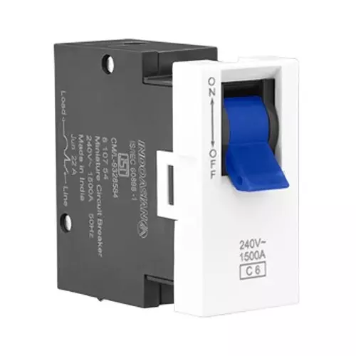 Legrand Modular MCB Allzy 6 Amp 1 Module Glossy White, 6811 56