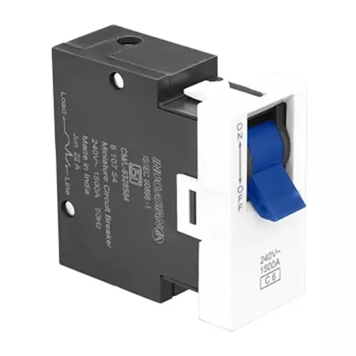Legrand Modular MCB Allzy 6 Amp 1 Module Glossy White, 6811 56
