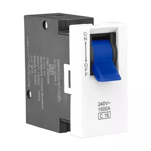 Legrand Modular MCB Allzy 16 Amp 1 Module Glossy White, 6811 58