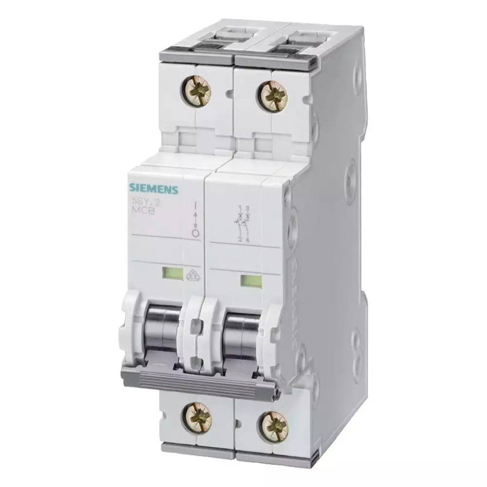 Siemens Sentron 5SY4 MCB, 2P, 6A Curve D, 400V AC, 10 kA Breaking Capacity, 5SY4206-8