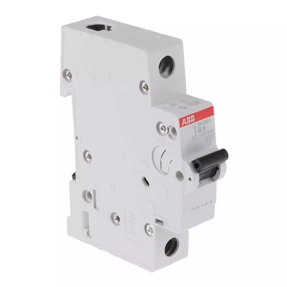 ABB Compact Home SH200 MCB, 1P, 6A Curve B, 400 V AC, 60 V DC, 6 kA Breaking Capacity, 2CDS211001R0065SH201-B6