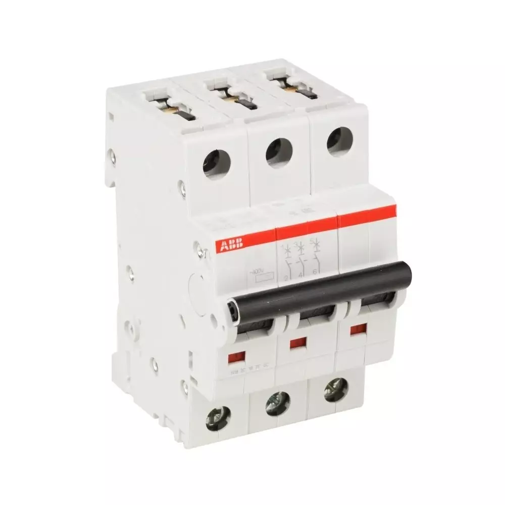ABB Compact Home SH200 MCB, 3P, 10A Curve C, 440 V AC, 6 kA Breaking Capacity, 2CDS213001R0104SH203-C10