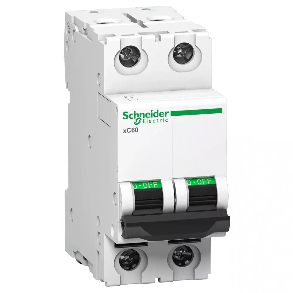 Schneider Electric 16 A Miniature Circuit Breaker Acti 9 xC60 2 Pole C Curve 10000 A Breaking Capacity, A9N2P16CGN