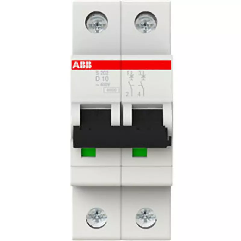 ABB Miniature Circuit Breaker 10 Amp Rated Current 2P Electrodes, S202-D10
