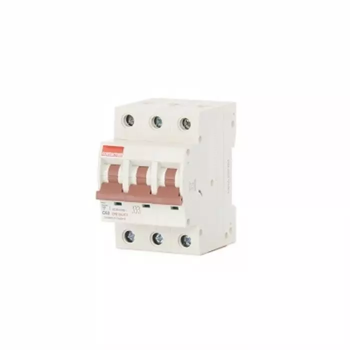 Contactum MCB 3P 63A Curve C 415 V AC 10 kA Breaking Capacity, CPB1063C3