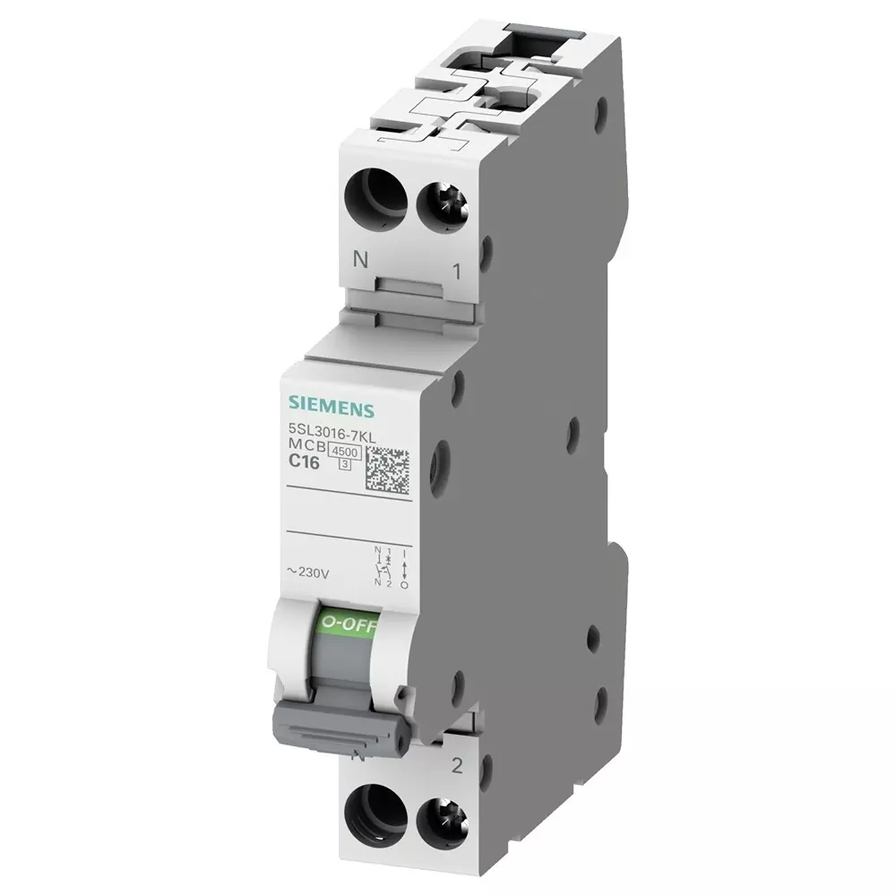 Siemens SENTRON 5SL3 Circuit Breaker, 1+N, 20A Curve C, 230V AC, 60V DC, 4.5 KA Breaking Capacity, 5SL3020-7KL