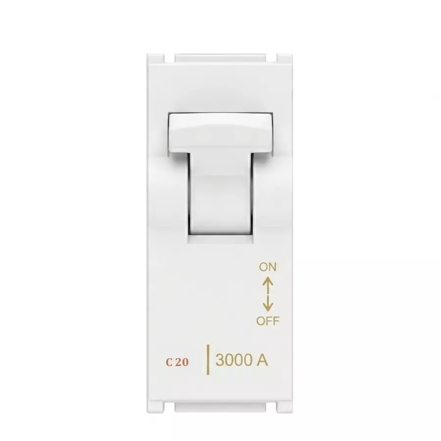 Goldmedal Air MCB Single Pole 3 kA Breaking Capacity 240 V Absolute White 20 A Current 1 Module for Commecial and Industrial Use, 181080