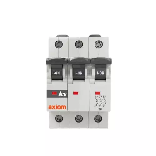 Axiom Ace Series Miniature Circuit Breakers (MCB) Three Pole 6-32 Amp B Curve 10 KA Mid Trip, AX 3 AC B6-32