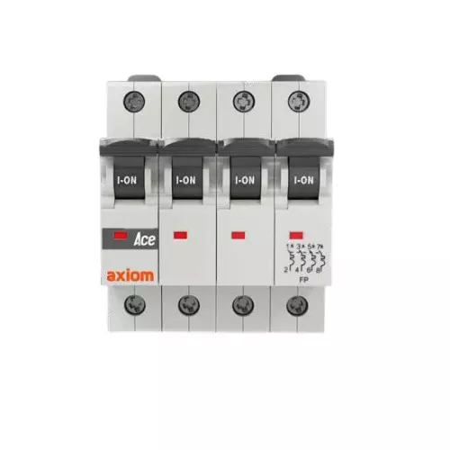 Axiom Ace Series Miniature Circuit Breakers (MCB) Four Pole 63 Amp B Curve 10 KA Mid Trip, AX 4 AC B63