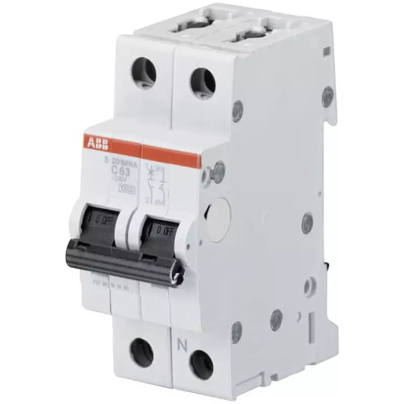 ABB Miniature Circuit Breaker 63 Amp Rated Current 1P+N Electrodes, S201M-Z63NA
