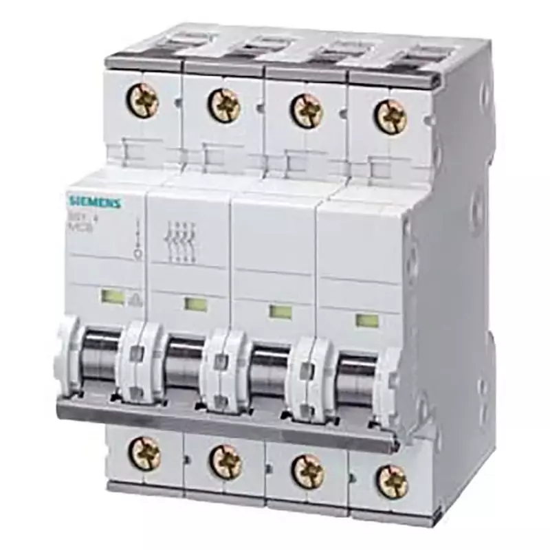Siemens Sentron 5SY4 MCB, 4P, 6A Curve B, 400V AC, 10 kA Breaking Capacity, 5SY4406-6