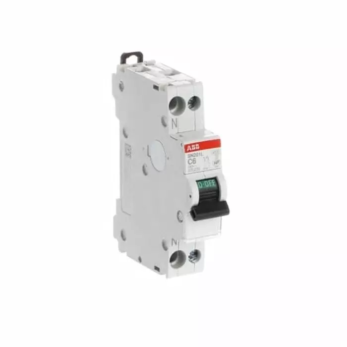 ABB SN201 MCB, 1+N, 6A Curve C, 230 V AC, 4.5 kA Breaking Capacity, 2CSS245102R0064
