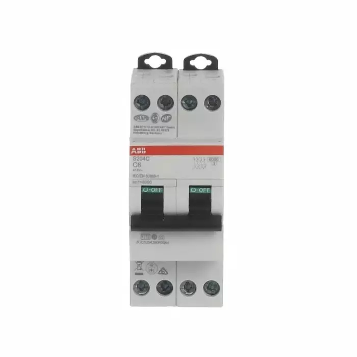 ABB S200C MCB, 4P, 6A Curve C, 415 V AC, 6 kA Breaking Capacity, 2CDS254280R0064
