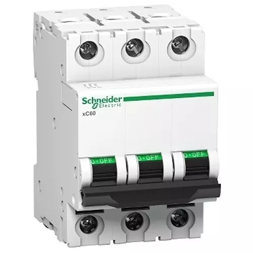 Schneider Electric 63 A Miniature Circuit Breaker Acti 9 xC60 3 Pole C Curve 10000 A Breaking Capacity, A9N3P63CGN