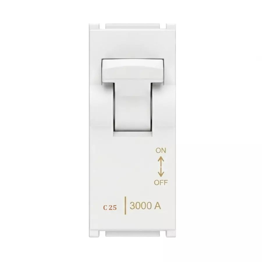 Goldmedal Air MCB Single Pole 3 kA Breaking Capacity 240 V Absolute White 25 A Current 1 Module for Commecial and Industrial Use, 181081