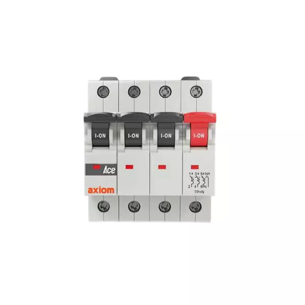 Axiom Ace Series Miniature Circuit Breakers (MCB) Three Pole Neutral 40 Amp C Curve 10 KA Mid Trip, AX 3N AC C40
