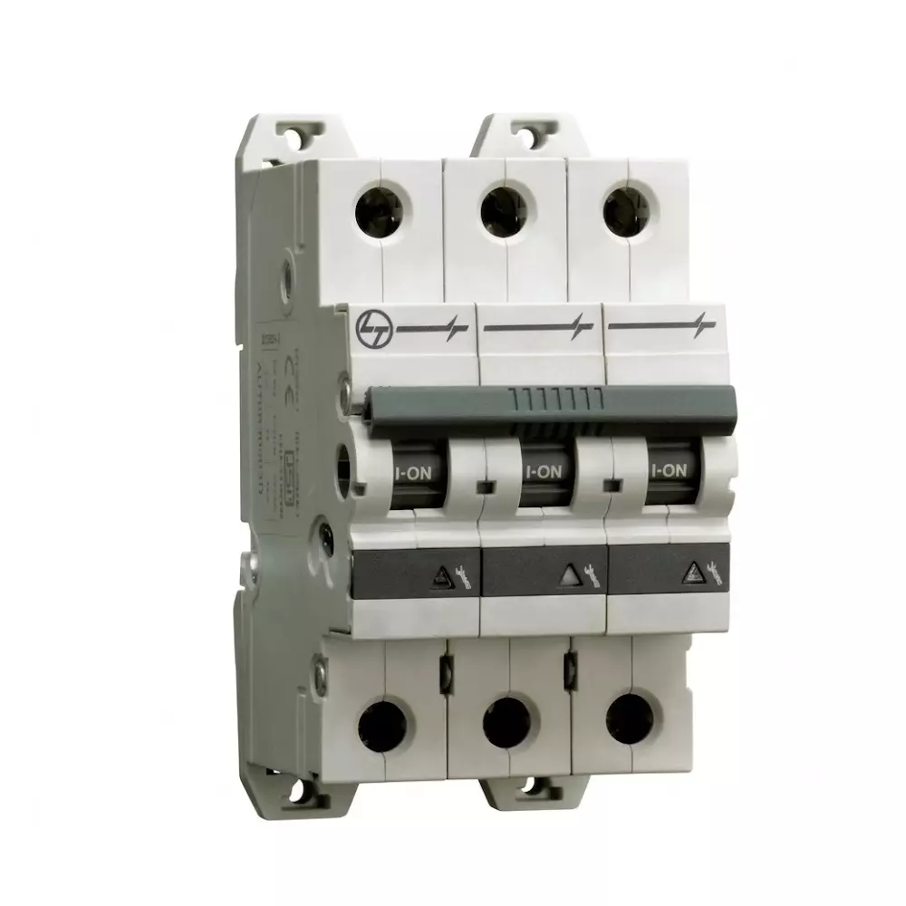 L&T [ Lauritz Knudsen ] Miniature Circuit Breakers C Curve Three Pole White 6 Amp, AU10S30063C