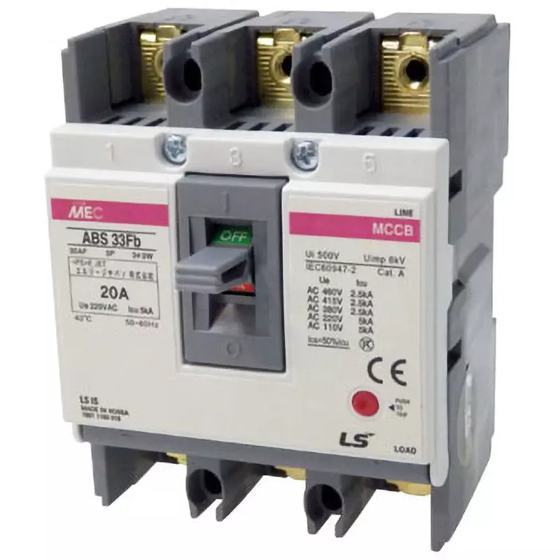 LS Electric No Fuse Breaker 20 Amp Current AC460 Voltage, ABS33Fb/20A