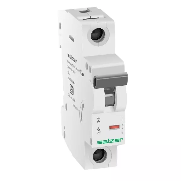 Salzer Miniature Circuit Breaker (MCB) 10 Amp 1 Pole C Curve 10 kA Breaking Capacity IP 20 Protection, MXSPC100 (Pack of 12 Pcs)