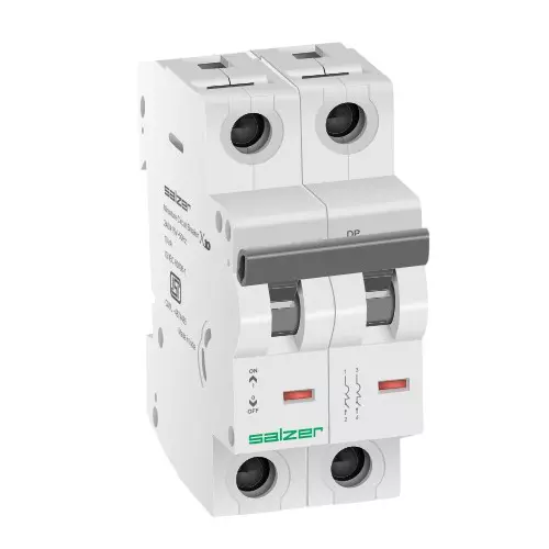 Salzer Miniature Circuit Breaker (MCB) 20 Amp 2 Pole C Curve 10 kA Breaking Capacity IP 20 Protection, MXDPC200 (Pack of 6 Pcs)
