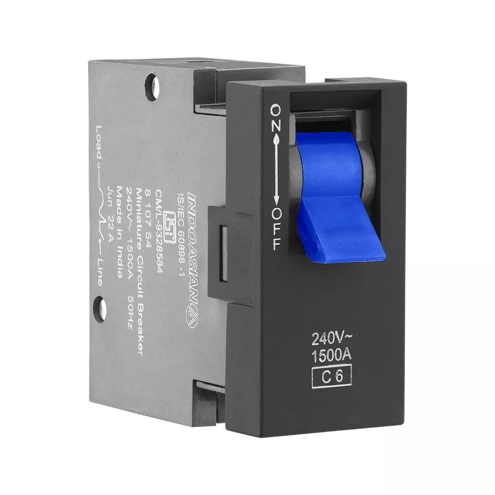 Legrand Modular MCB Allzy 6 Amp 1 Module Matt Black, 6812 56