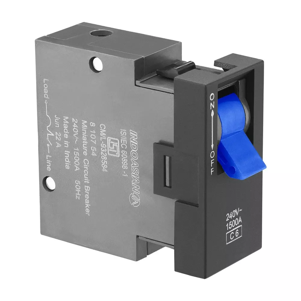 Legrand Modular MCB Allzy 6 Amp 1 Module Matt Black, 6812 56