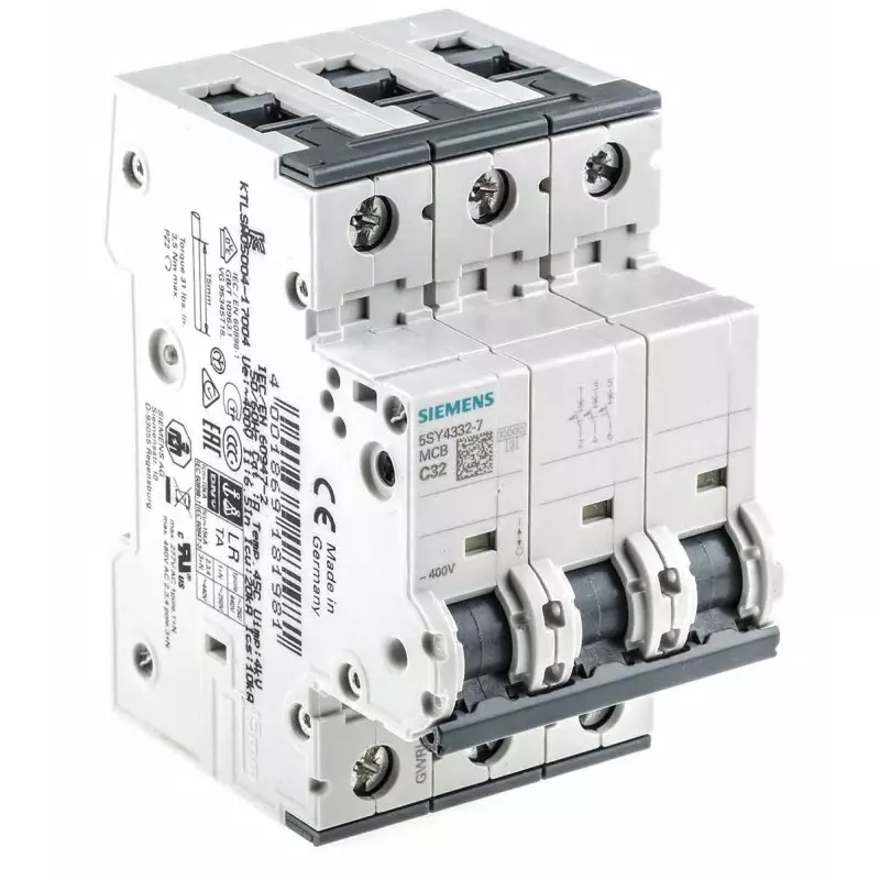 Siemens SENTRON 5SY4 MCB, 3P, 32A Curve C, 440V AC, 10 kA Breaking Capacity, 5SY4332-7