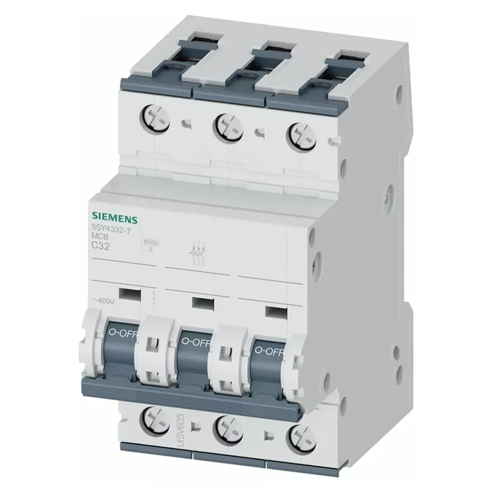 Siemens SENTRON 5SY4 MCB, 3P, 32A Curve C, 440V AC, 10 kA Breaking Capacity, 5SY4332-7