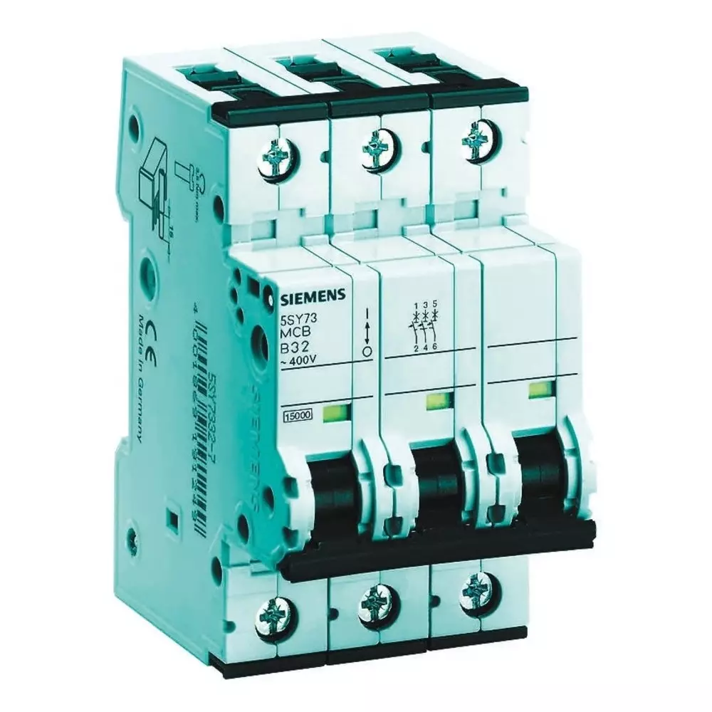 Siemens Sentron 5SY7 MCB, 3P, 25A Curve B, 400V AC, 15 kA Breaking Capacity, 5SY7325-6