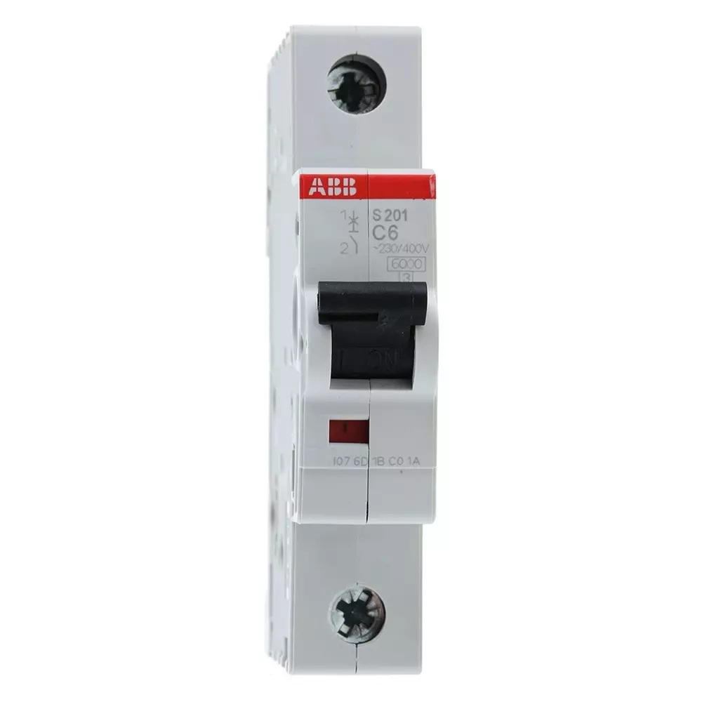 ABB System Pro M Compact S200 MCB, 1P, 6A Curve C, 253 V AC, 72 V DC, 6 kA Breaking Capacity, 2CDS251001R0064 S201-C6