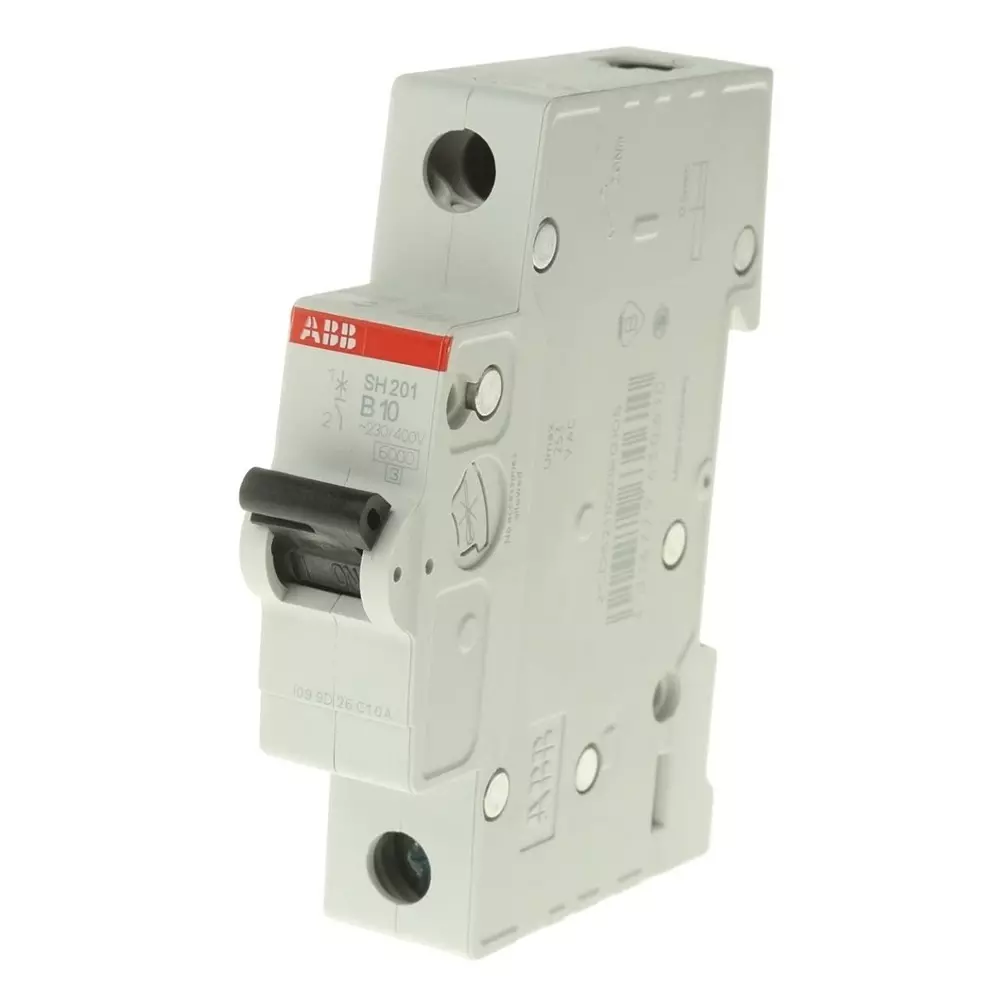 ABB Compact Home SH200 MCB, 1P, 10A Curve B, 440 V AC, 60 V DC, 6 kA Breaking Capacity, 2CDS211001R0105SH201-B10