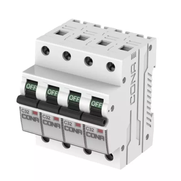 Cona Miniature Circuit Breaker (MCB) Safetrip B Type 32 Amp, 6 kA Four Pole, 3631 (Pack of 3 Pcs)