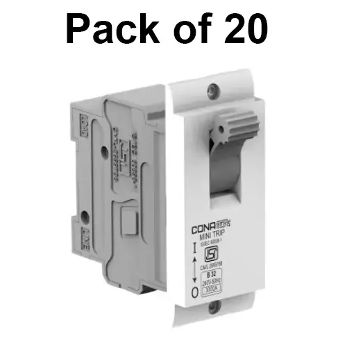 Cona Screw Type Tiny MCB Lighting B Type 7.5 Amp, Single Pole, T3456 (Pack of 20 Pcs)