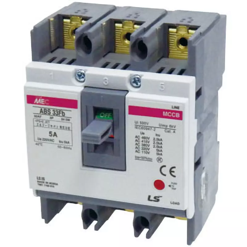 LS Electric No Fuse Breaker 5 Amp Current AC460 Voltage, ABS33Fb/5A