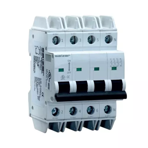 Salzer MCB Branch Protector 63 Amp 3 Pole + Neutral 10 kA Short Circuit UL 489 For Motor Load & Industrial Applications (Pack of 3 Pcs)