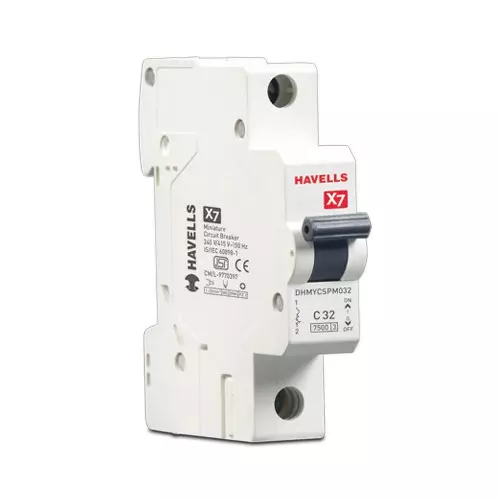 Havells X7 Series 63 A Single Pole Miniature Circuit Breaker C Curve, DHMYCSPM063