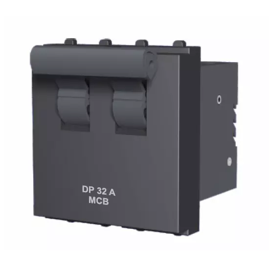 Cona ESTELLA Double Pole MCB 32 A Current 3 kA Breaking Capacity Black, 19532
