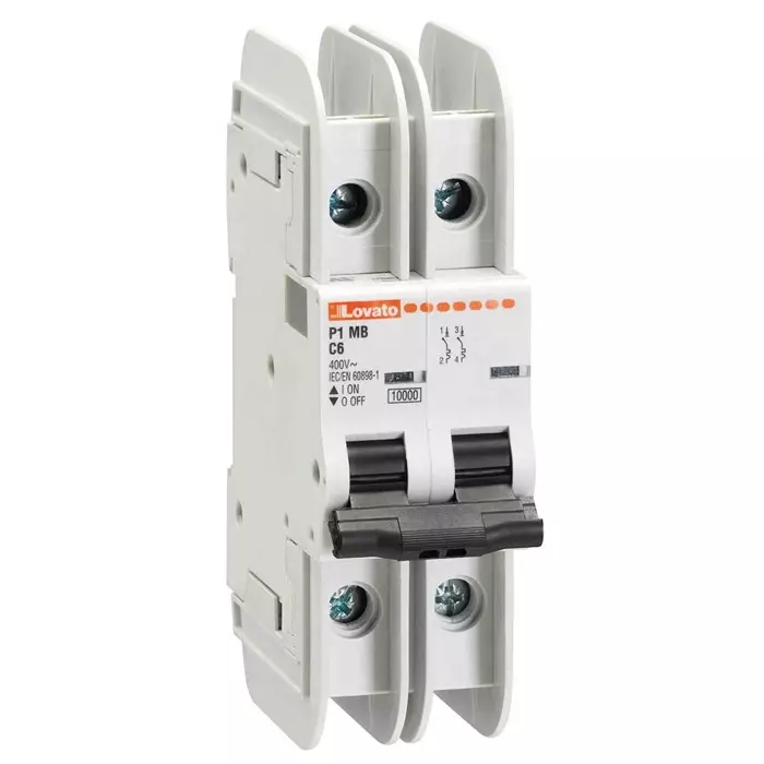 Lovato MCB, 2P, 25A Curve C, 400 V AC, 125 V DC, 10 kA Breaking Capacity, P1MBUH2PC25