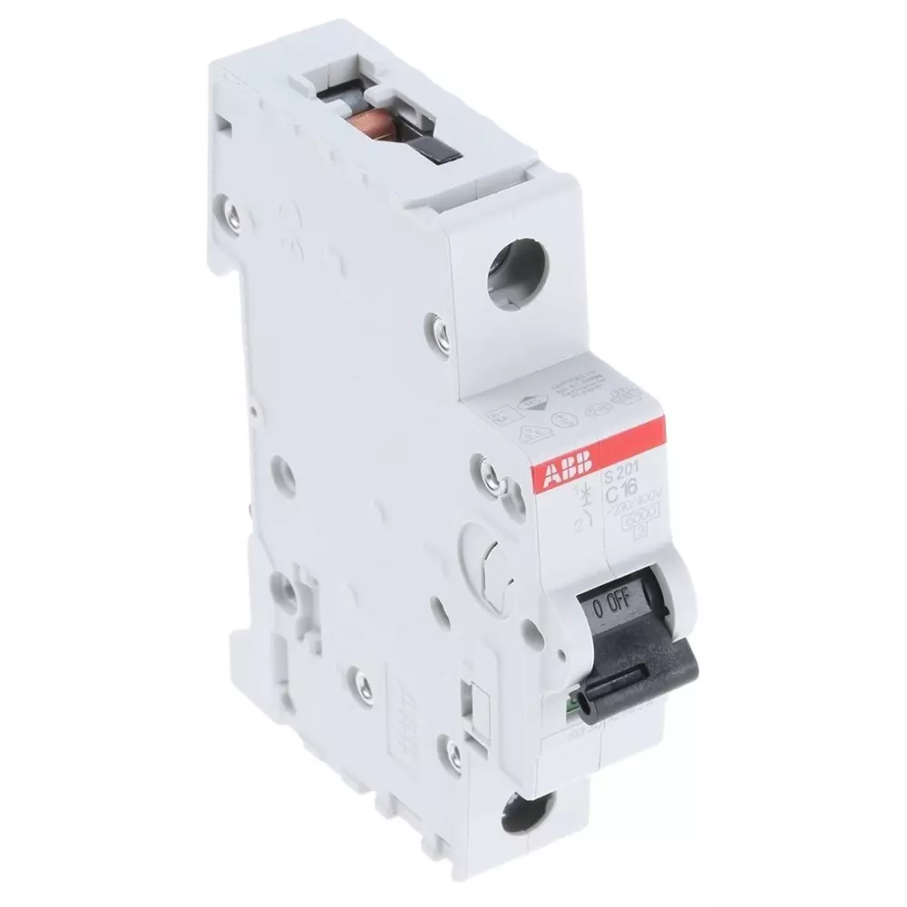ABB System Pro M Compact S200 MCB, 1P, 16A Curve C, 253 V AC, 72 V DC, 6 kA Breaking Capacity, 2CDS251001R0164 - S201C16