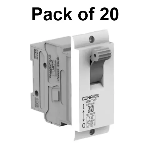 Cona Screw Type Tiny MCB Lighting B Type 25 Amp, Single Pole, T3576 (Pack of 20 Pcs)