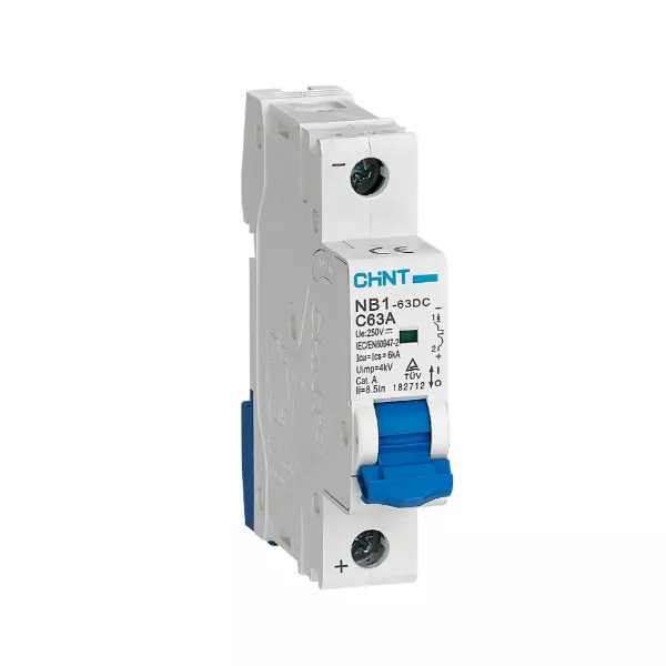 Chint Miniature Circuit Breaker (DC MCB) 1 Pole 6 Amp 250 V DC C Type Curve 6 kA Breaking Capacity, 182703