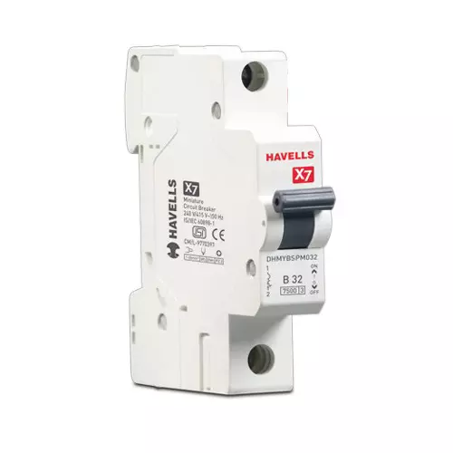 Havells X7 Series 16 A Single Pole Miniature Circuit Breaker B Curve, DHMYBSPM016
