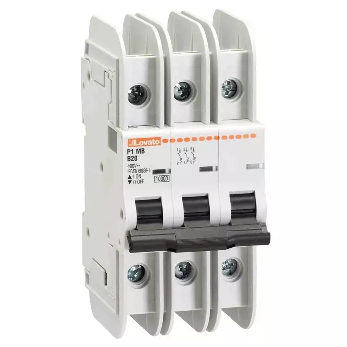 Lovato MCB, 3P, 50A Curve C, 400 V AC, 10 kA Breaking Capacity, P1MBUL3PC50