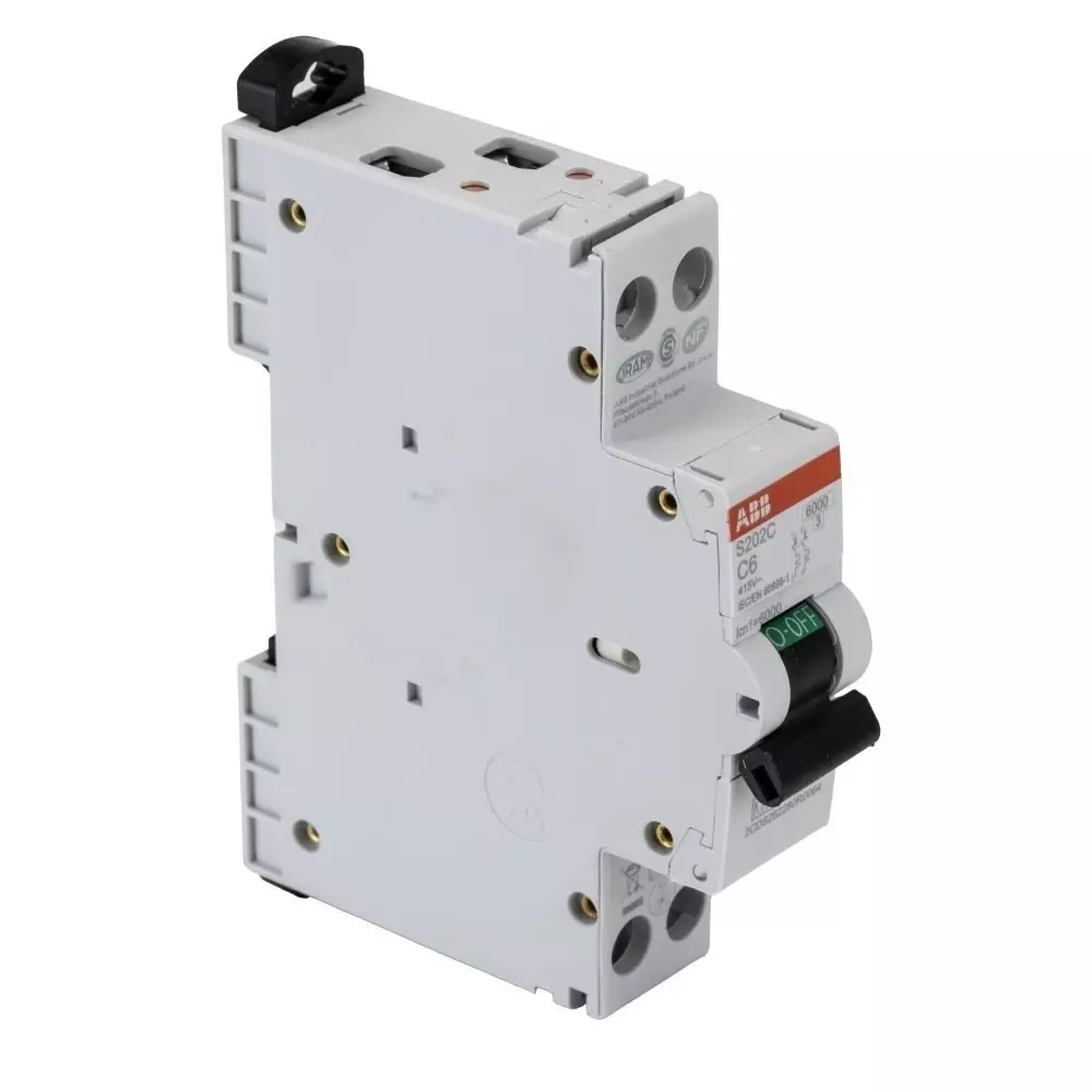 ABB S200C MCB, 2P, 6A Curve C, 415 V AC, 6 kA Breaking Capacity, 2CDS252280R0064